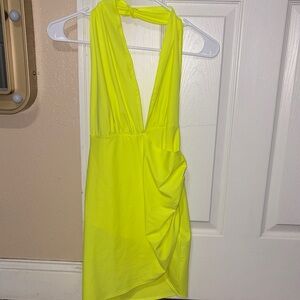 SHEIN Neon Yellow Backless Dress